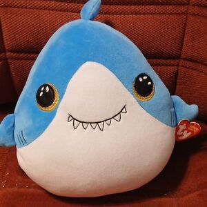 Ty Blue and White Shark Plush Toy